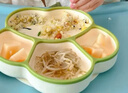 COOKSS 宝宝餐盘硅胶婴儿学吃饭分格儿童餐具辅食碗餐盘带吸盘 双拼绿 实拍图