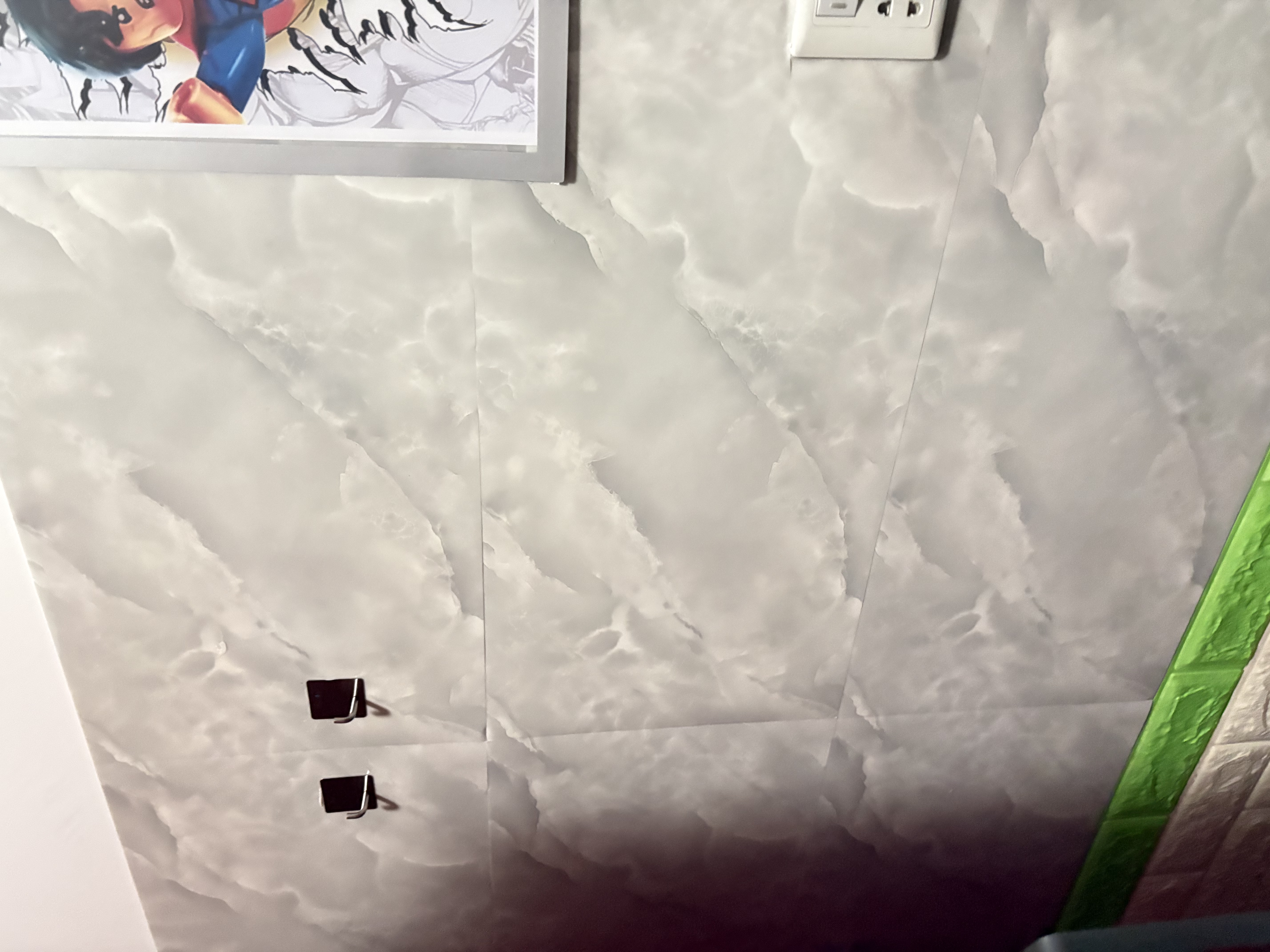 欧唛仿瓷砖墙贴墙纸自粘墙壁遮丑防水防潮耐磨装饰墙面翻新青石纹10片 实拍图