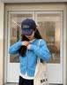 CACUSS棒球帽女字母刺绣帽子女春季鸭舌帽棉质软顶显脸小遮阳帽女 星蓝 实拍图
