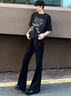 举风怪兽实验室柳叶弯刀牛仔裤男款胖子大码腿粗屁股大直筒微喇叭裤子 黑色 【高品质】 4XL 建议180-200斤收藏加购优先 实拍图