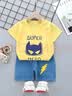 韩贝蓓 儿童短袖t恤套装纯棉薄款男女童装宝宝夏款婴儿短裤外出服 BT30 橘黄60/90码(身高70-80cm) 均码 (码数偏小，建议拍大一码) 实拍图