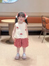 班喜迪女童夏装套装2026新款洋气儿童女孩衣服宝宝背心短裤套装夏季童装 米色 100 实拍图
