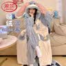 浪莎女士睡袍女秋冬两件套加绒加厚珊瑚绒开衫宽松保暖裤子家居服套装 实拍图