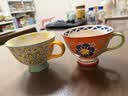 松发瓷器陶瓷釉下彩杯子男咖啡杯马克杯大容量田园早餐杯家用办公喝水杯女 橙底小蓝花1个装450ml 实拍图