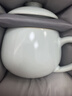 雅瓷[节日礼物]汝窑茶杯办公室陶瓷杯子带盖喝茶泡茶杯小青杯礼盒装 汝窑小青杯340ml1只 实拍图