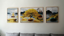 Sixpoetry 客厅装饰画现代简约沙发背景墙壁画轻奢三联晶瓷画大气高档挂画 福禄纳财（铝合金外框） 镶钻画左右60*80+中间120*80亮面 实拍图