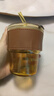 ins风韩式竹节杯玻璃水杯男女士带吸管杯子隔热便携咖啡杯凉水杯 琥珀色 400ml 1只 实拍图