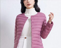鸭鸭（YAYA）佟丽娅同款轻薄羽绒服女新款冬季短款圆领内胆修身时尚薄外套男 格调紫【女款无领】 3XL 【建议140-155斤】 实拍图