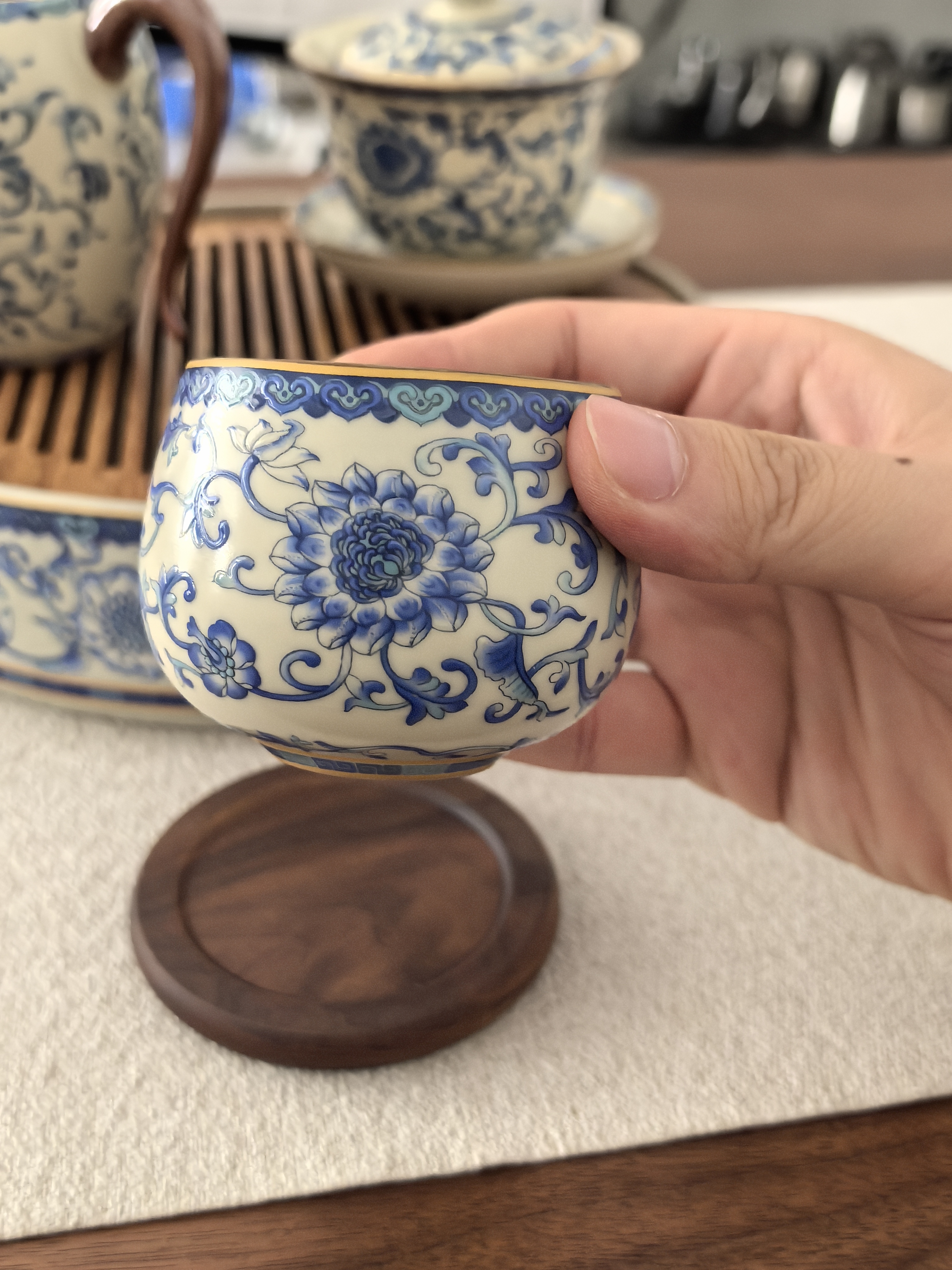 不拙汝窑三才盖碗三件套单个防烫泡茶具带盖泡茶繁花盖碗公道杯主人杯 实拍图