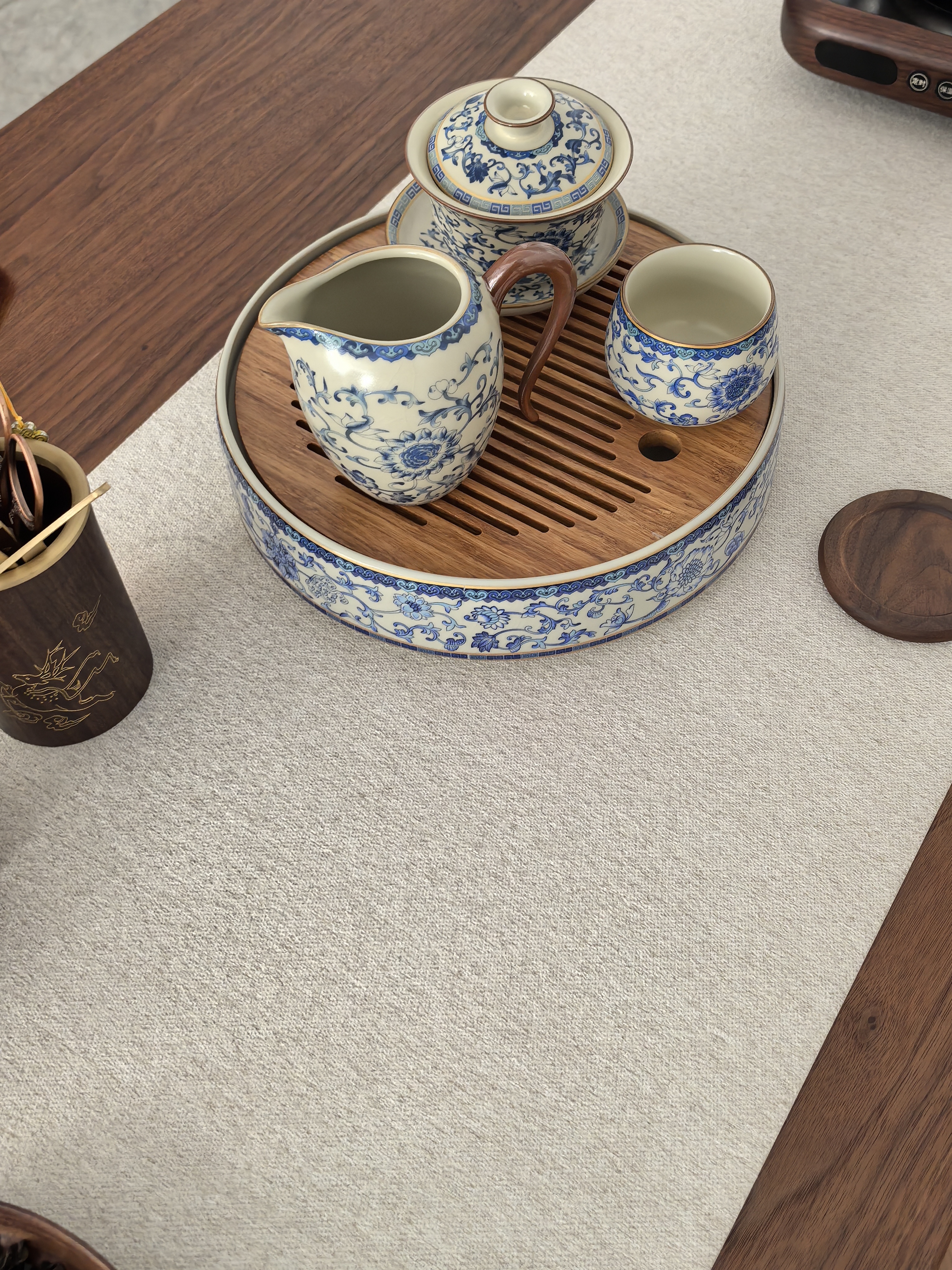 不拙汝窑三才盖碗三件套单个防烫泡茶具带盖泡茶繁花盖碗公道杯主人杯 实拍图