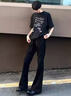 举风怪兽实验室柳叶弯刀牛仔裤男款胖子大码腿粗屁股大直筒微喇叭裤子 黑色 【高品质】 4XL 建议180-200斤收藏加购优先 实拍图