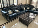 绿林咖家具欧式真皮转角贵妃沙发客厅组合全实木雕花直排大小户型别墅  三人+单人+左贵妃【3.65米】 头层牛皮 实拍图