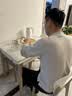德邦尚品岩板折叠餐桌实木小户型可伸缩现代简约轻奢多功能家用长方形饭桌 【90*65CM】香槟金大款[苹果椅] 1桌2椅2凳 实拍图