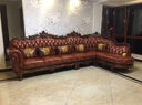 绿林咖家具欧式真皮转角贵妃沙发客厅组合全实木雕花直排大小户型别墅  三人+单人+左贵妃【3.65米】 头层牛皮 实拍图