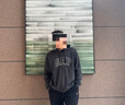 盖璞（GAP）男女装春款LOGO仿羊羔绒宽松连帽衫卫衣美版789781 灰黑色 XL 美码  2XL亚洲码185/108A 实拍图