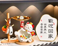 奇雅莱招财猫玄关钥匙收纳摆件入户鞋柜客厅家居装饰搬家乔迁新居礼品 微笑大肚招财猫+球拍木架+欢迎台 实拍图