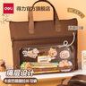 得力（deli）卡皮巴拉卡通学生补习袋 可爱大容量三层多功能痛层手提袋 课外绘画拎书包 深咖BA205开学必备 实拍图