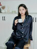 桑罗（SANGLUO）明星同款玻尿酸真丝睡衣套装女条纹可外穿家居服女七夕情人节礼物 藏青色【条纹嵌条】 2XL 实拍图