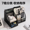 得力（deli）创意金属网纹办公笔筒 多功能七格办公桌面收纳盒摆件 办公用品 黑色9200 实拍图