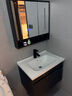 皇生金智能浴室柜陶瓷一体盆洗脸盆柜卫生间卫浴洗漱台简约洗手盆柜组合 轻奢灰+智能镜柜半+陶瓷盆70cm 实拍图