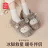 名创优品（MINISO）羊咩咩棉拖鞋女秋冬包跟家居室内厚底月子毛毛拖鞋深灰包跟38-39 实拍图