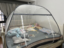 全品屋蒙古包蚊帐架免安装可折叠家用婴儿防摔拉链坐床式宿舍一体式床帘 【双门全底条纹灰】2.0*2.2米M 实拍图