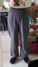 纯亚麻大码阔腿裤女休闲松紧腰棉麻春夏女装长裤宽松纯棉垂感裤子 深灰色【1007#长裤】 XL 实拍图