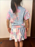 G.duck童装女童套装夏季2026新款中大童女孩夏装扎染纯棉短袖T恤半身裙 粉色（带安全裤） 130 建议身高120-130cm年龄7-8周岁 实拍图