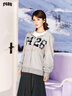 F426【赵露思同款】春季嘻哈宽松大logo格子贴绣卫衣外套 花灰  S 实拍图