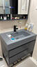 欧帝奴（OUDINU）智能浴室柜洗脸洗手岩石一体台盆柜组合轻奢卫生间洗漱台组合柜 水墨灰落地智能80 实拍图