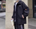 鲁宾克外套男士春秋季潮牌宽松休闲假两件连帽工装夹克美式棒球服上衣服 NJN-152黑色 XL (建议体重125-135斤) 实拍图