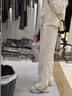 香影【加绒抗起球】直筒阔腿裤女高腰2025秋冬新款长裤宽松糯米裤 米色 L 实拍图
