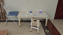 育才儿童桌椅花生桌可升降涂鸦幼儿园学习画画桌宝宝积木玩具游戏桌椅 小黄蜂长方桌120X60CM 配一椅 实拍图