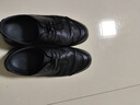 蜘蛛王男鞋真皮商务休闲皮鞋男中老年爸爸鞋 48H099 黑色（松紧带） 40 实拍图