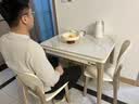 德邦尚品岩板折叠餐桌实木小户型可伸缩现代简约轻奢多功能家用长方形饭桌 【90*65CM】香槟金大款[苹果椅] 1桌2椅2凳 实拍图