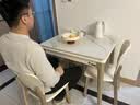 德邦尚品岩板折叠餐桌实木小户型可伸缩现代简约轻奢多功能家用长方形饭桌 【90*65CM】香槟金大款[苹果椅] 1桌2椅2凳 实拍图
