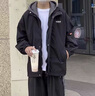 鲁宾克外套男士春秋季潮牌宽松休闲假两件连帽工装夹克美式棒球服上衣服 NJN-152黑色 XL (建议体重125-135斤) 实拍图