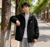 鲁宾克外套男士春秋季潮牌宽松休闲假两件连帽工装夹克美式棒球服上衣服 NJN-152黑色 XL (建议体重125-135斤) 实拍图