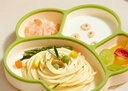 COOKSS 宝宝餐盘硅胶婴儿学吃饭分格儿童餐具辅食碗餐盘带吸盘 双拼绿 实拍图