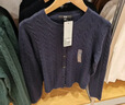 优衣库女装纽花圆领针织开衫/毛衣外套空调衫通勤488123 481477/69藏青色 M 实拍图