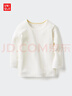 优衣库婴幼儿宝宝HEATTECH棉混纺圆领T恤/长袖保暖衣秋衣478444 01 乳白色 90 实拍图