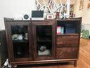弗尔迪克北美黑胡桃木餐边柜北欧简约全实木玻璃门储物柜家用茶水柜 屿光餐边柜120*40*90cm 实拍图