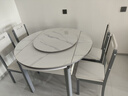 初屋 餐桌 岩板餐桌椅组合现代简约伸缩折叠圆桌家用小户型实木饭桌子 宝马灰色-雪山白岩板-实木椅 1.2m  一桌四椅 实拍图
