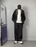 鲁宾克外套男士春秋季潮牌宽松休闲假两件连帽工装夹克美式棒球服上衣服 NJN-152黑色 XL (建议体重125-135斤) 实拍图