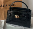 CHARLES&KEITH鳄鱼纹凯莉包手提斜挎婚包包女包生日礼物CK2-50270880-1 Black黑色 S 实拍图