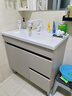 意洁利蜂窝铝落地浴室柜组合加深陶瓷一体盆洗手盆卫生间洗漱台洗脸盆柜 80cm落地普通盆-不配镜柜 奶油色(右小门款)-配白猫龙头 实拍图