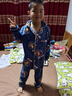 南极人儿童睡衣春夏长袖长裤男童翻领家居服套装宝宝睡衣 藏青小熊 140 实拍图
