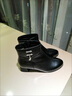 富贵鸟真皮女鞋秋冬季皮鞋女粗跟网纱短靴子高跟女士百搭妈妈鞋楼空凉鞋 黑色0031B-5（跟4cm) 短毛绒 37 实拍图