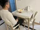 德邦尚品岩板折叠餐桌实木小户型可伸缩现代简约轻奢多功能家用长方形饭桌 【90*65CM】香槟金大款[苹果椅] 1桌2椅2凳 实拍图