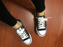 人本黑色帆布鞋女2024春季新款韩版ulzzang学生百搭ins情侣潮鞋子 黑色-（偏大，建议拍小一码） 35 实拍图